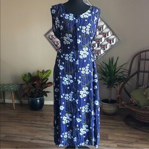 Vintage 1990s Floral Tie Fit And Flare Dress Large